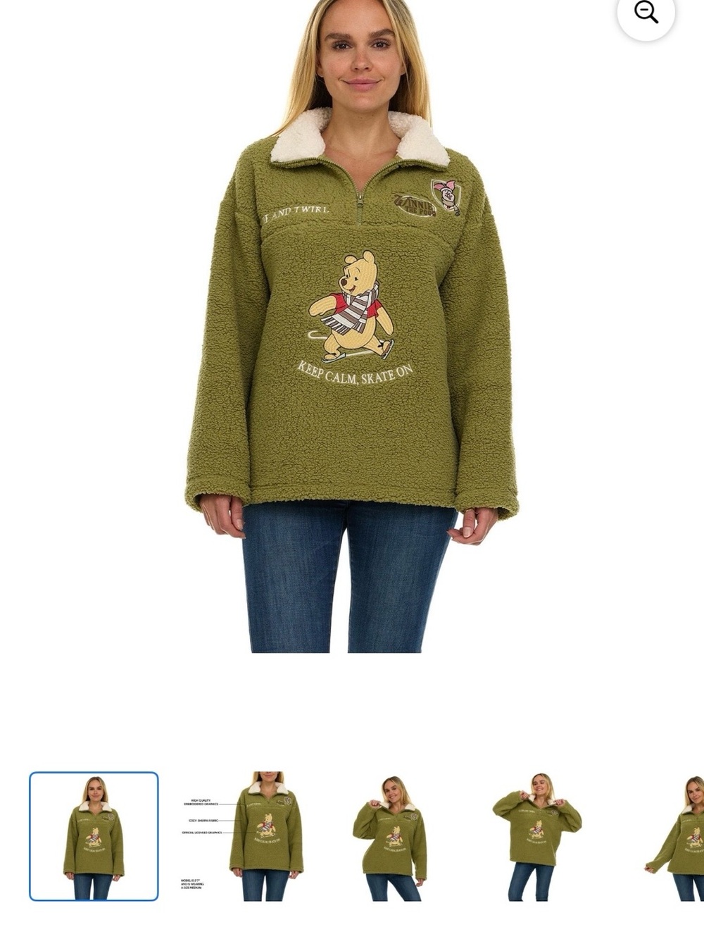 Olive Green Sherpa Pullover Jacket
